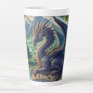Colourful, Mediaeval Dragon castle Latte Mug
