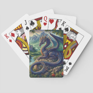 Colourful, Mediaeval Dragon castle Playing Cards