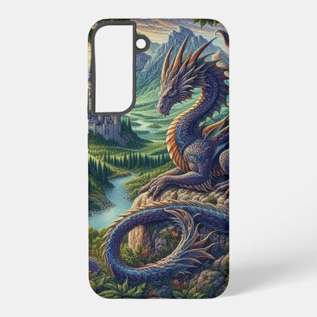 Colourful, Mediaeval Dragon castle Samsung Galaxy S22+ Case (Back)