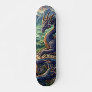 Colourful, Mediaeval Dragon castle Skateboard