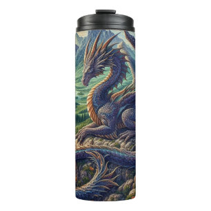Colourful, Mediaeval Dragon castle Thermal Tumbler