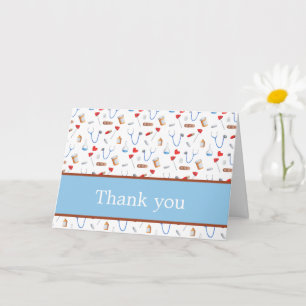 Colourful Medical Patterned Folded Thank You Card