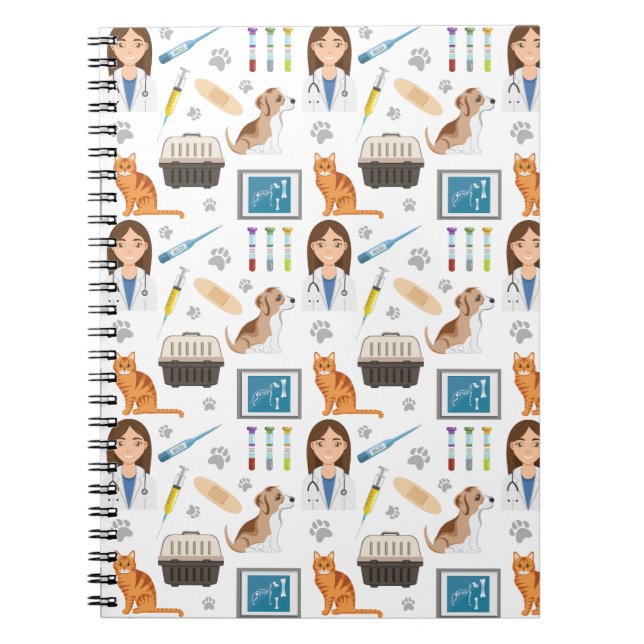 Colourful Medical Veterinary Animal Doctor Vet Pat Notebook (Front)
