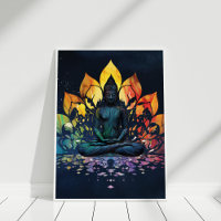 Colourful Meditating Buddha Universe Wall Art
