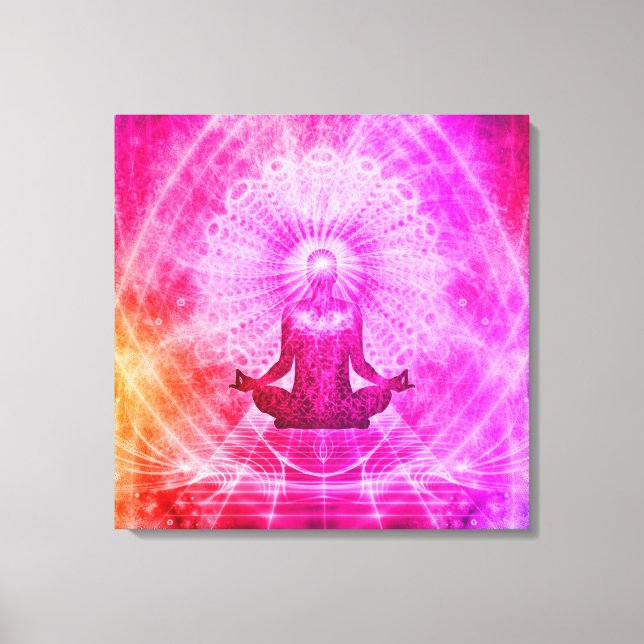 Colourful Meditation Spiritual Yoga Lotus Pose Canvas Print (Front)