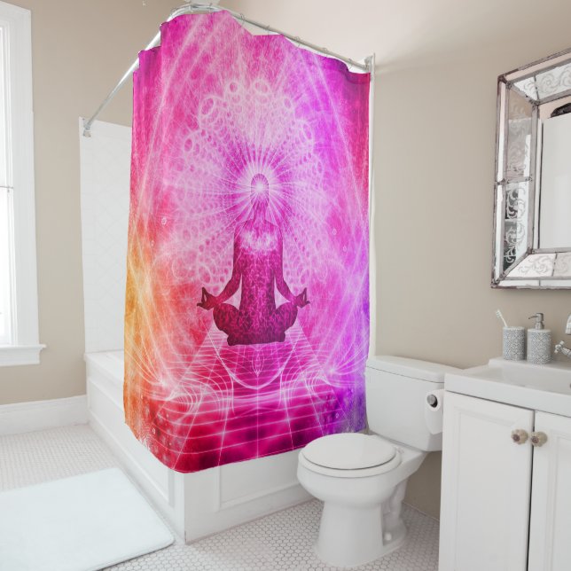 Colourful Meditation Spiritual Yoga Shower Curtain (In Situ)