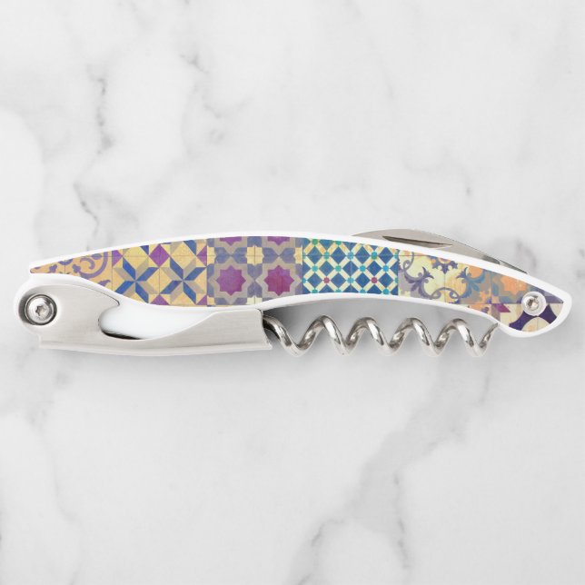 Colourful Mediterranean & Aegean traditional tiles Corkscrew (Front)