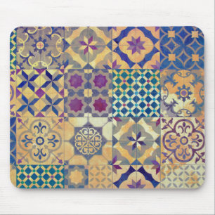 Colourful Mediterranean & Aegean traditional tiles Mouse Mat