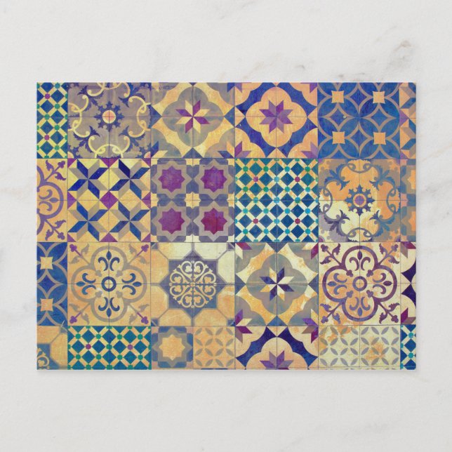 Colourful Mediterranean & Aegean traditional tiles Postcard (Front)