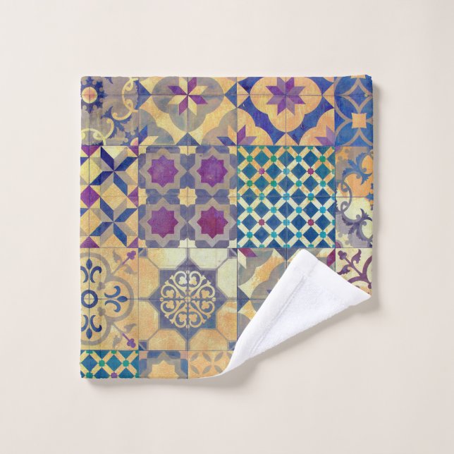 Colourful Mediterranean & Aegean traditional tiles Wash Cloth (Wash Cloth)