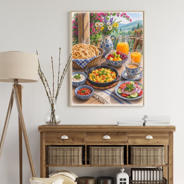 Colourful Mediterranean Breakfast Feast Poster (Creator Uploaded)