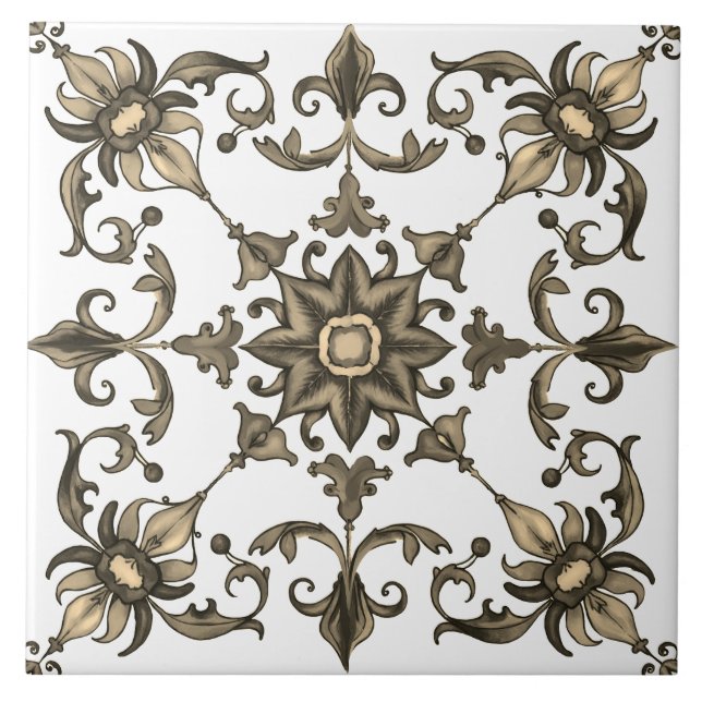 Colourful,Mediterranean,mosaic,green, Tile (Front)