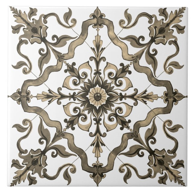 Colourful,Mediterranean,mosaic,,neutral,green  Tile (Front)