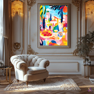 Colourful Mediterranean Picnic in Fauvist Style Canvas Print