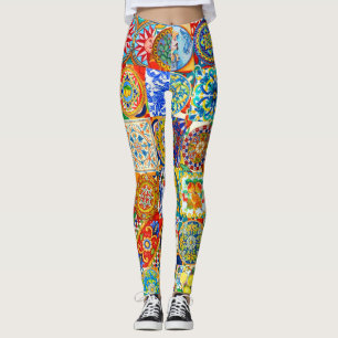 Colourful Mediterranean Tile Dolce Collage Legging