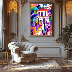 Colourful Mediterranean Villa in Fauvist Style Canvas Print