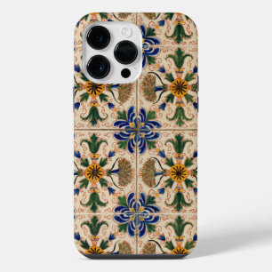Colourful Mediterranean Vintage Floral Pattern iPhone 14 Pro Max Case