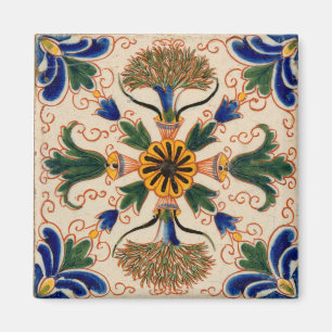 Colourful Mediterranean Vintage Floral Pattern Magnet
