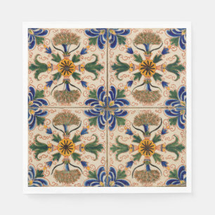 Colourful Mediterranean Vintage Floral Pattern Napkin