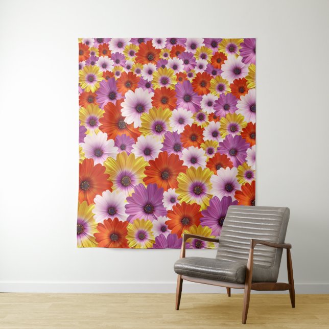 Colourful Medley of African Daisies Flowers Tapestry (In Situ)