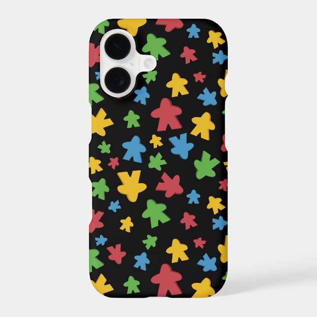Colourful Meeple Pattern on Black (Back)