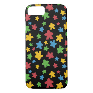 Colourful Meeple Pattern on Black iPhone 8/7 Case