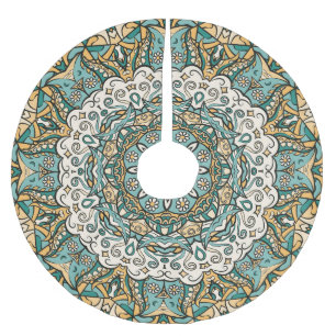 Colourful Mehndi Tile Seamless Tracery Brushed Polyester Tree Skirt