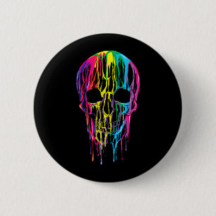 Colourful Melting Skull Halloween Boys Rainbow 6 Cm Round Badge