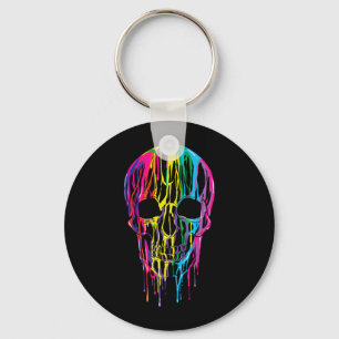 Colourful Melting Skull Halloween Boys Rainbow Key Ring