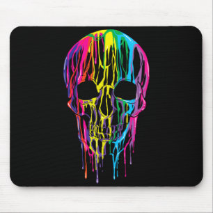 Colourful Melting Skull Halloween Boys Rainbow Mouse Mat