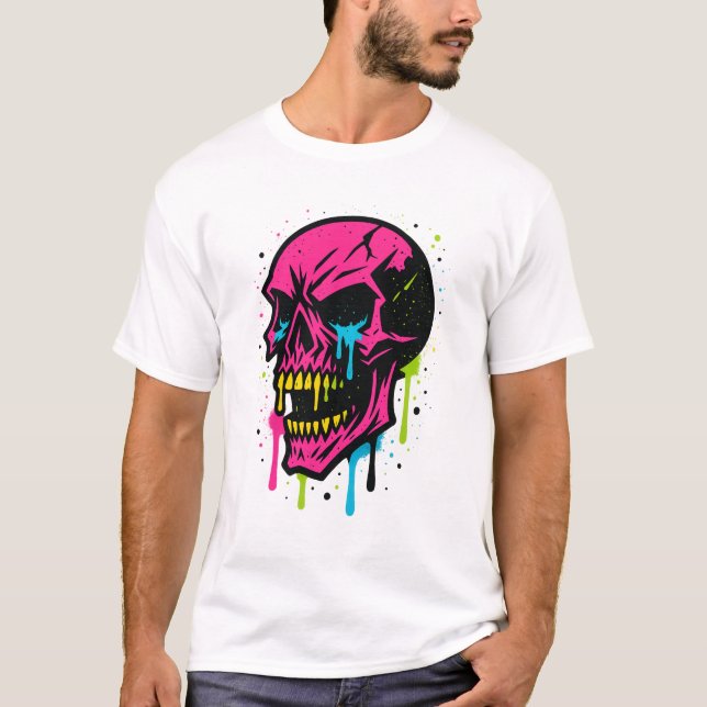 Colourful Melting Skull T-Shirt (Front)