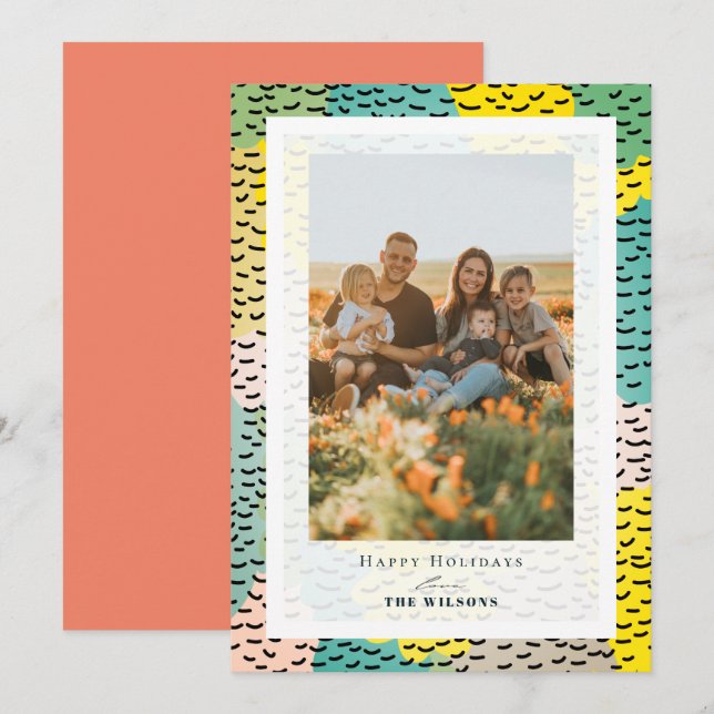 Colourful Memphis Christmas Holiday Photo Card (Front/Back)