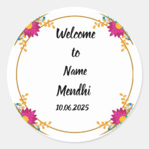 Colourful Mendhi favour stickers 