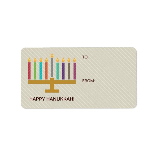 Colourful Menorah Hanukkah Gift Address Label