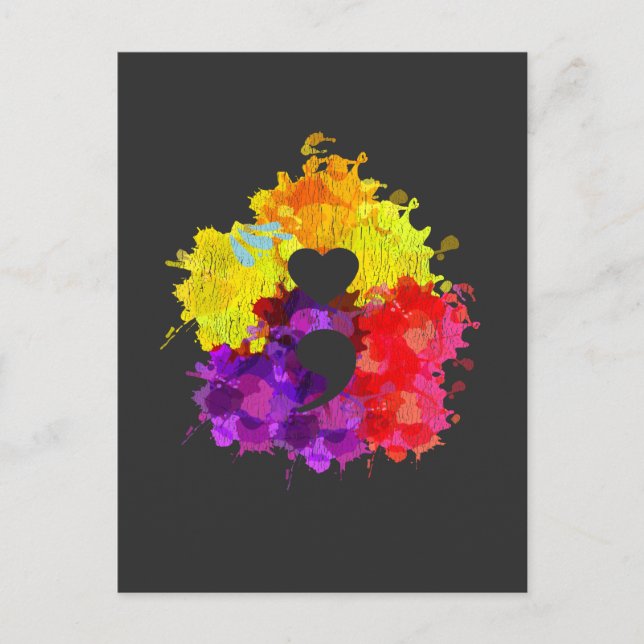 Colourful Mental Health Awareness Semicolon Postcard (Front)