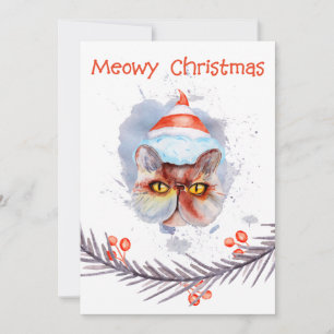 Colourful Meowy Christmas Holiday Card