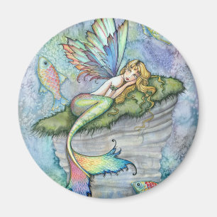 Colourful Mermaid and Carp Fish Fantasy Art Magnet