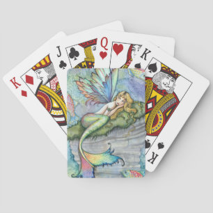 Colourful Mermaid and Carp Fish Fantasy Art Playing Cards