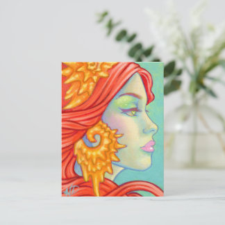Colourful Mermaid Art Postcard