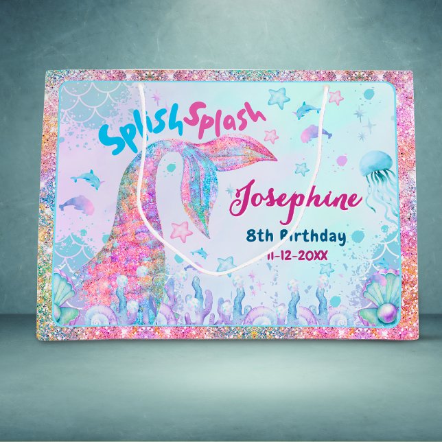 Colourful Mermaid custom birthday Large Gift Bag (Creator Uploaded)