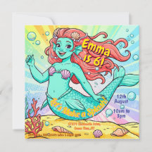 Colourful Mermaid Party Invite