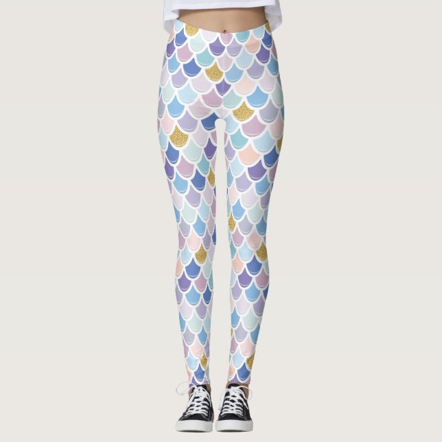 Colourful Mermaid Scale Leggings (Front)