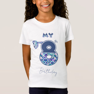 Colourful Mermaid Scales Little Girls 8th Birthday T-Shirt