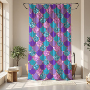 Colourful mermaid scales pattern shower curtain