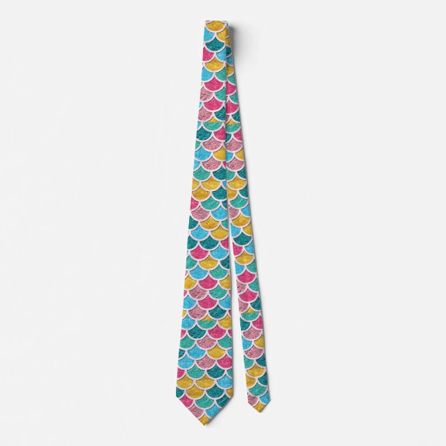 Colourful Mermaid Scales Tie (Front)
