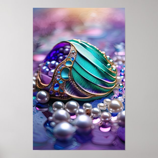 Colourful Mermaid Teal Jewels Poster (Front)