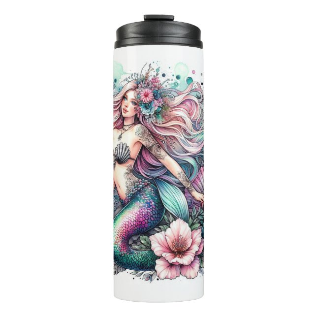 Colourful Mermaid  Thermal Tumbler (Front)