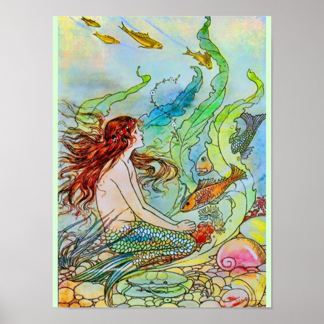 Colourful Mermaid Under the Sea Poster (Front)