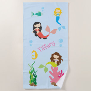 Colourful Mermaids Beach Towel