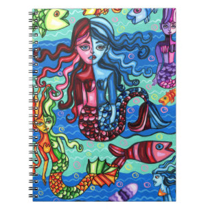 Colourful Mermaids Fish Abstract Original Painting Notebook